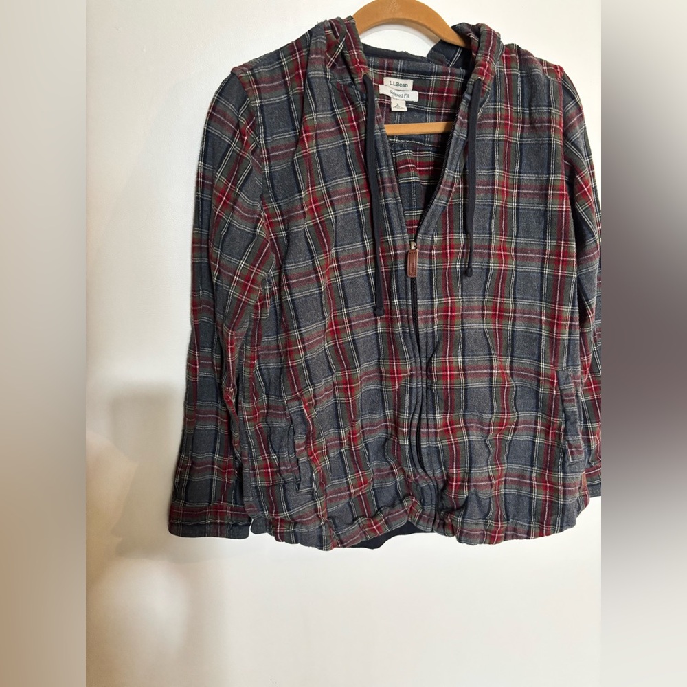 L.L Bean Plaid Zip-Up Jacket